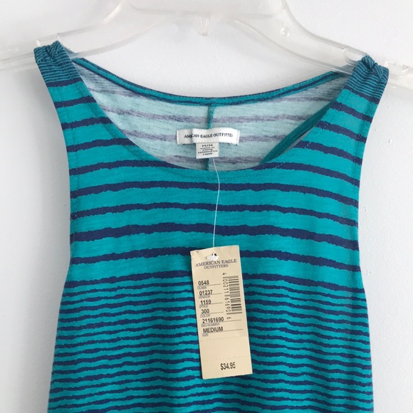 American Eagle green & blue striped maxi dress - Picture 3 of 4